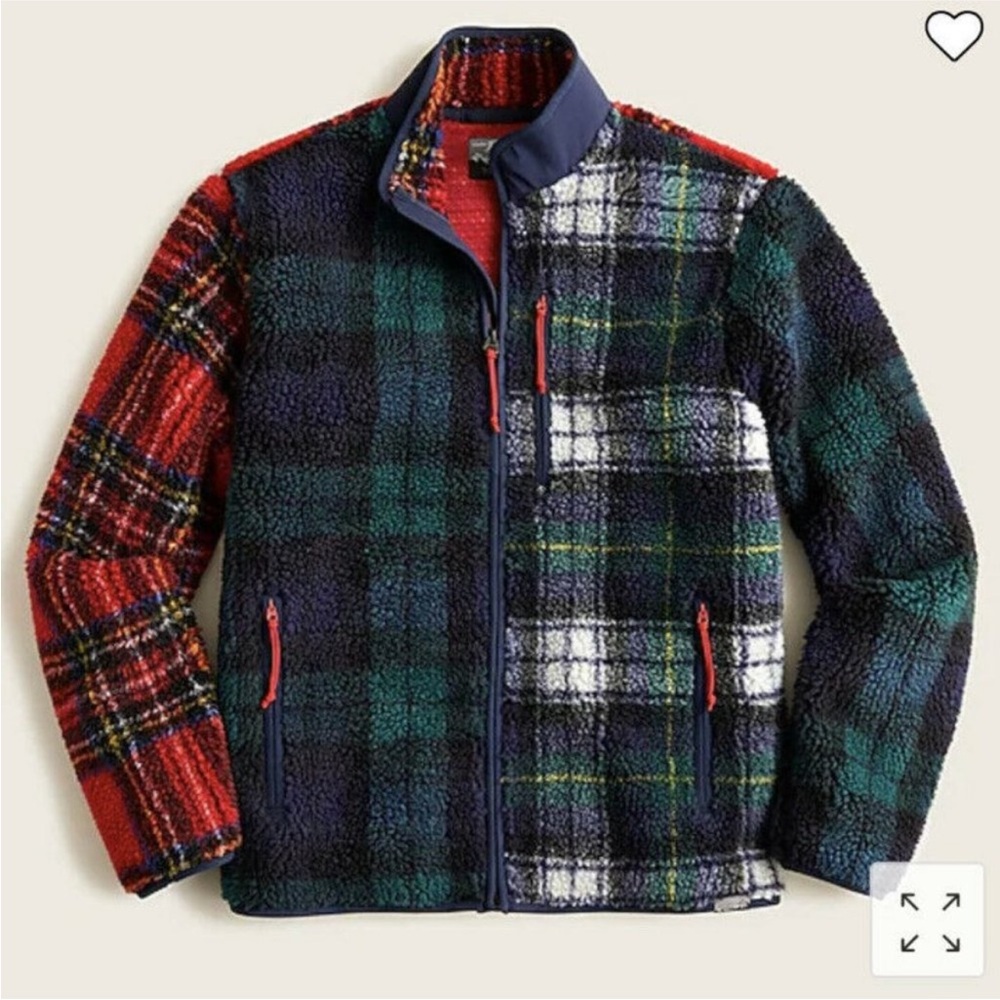 Like New J Crew Men’s Fleece Nordic Sherpa Patchwork Medium
